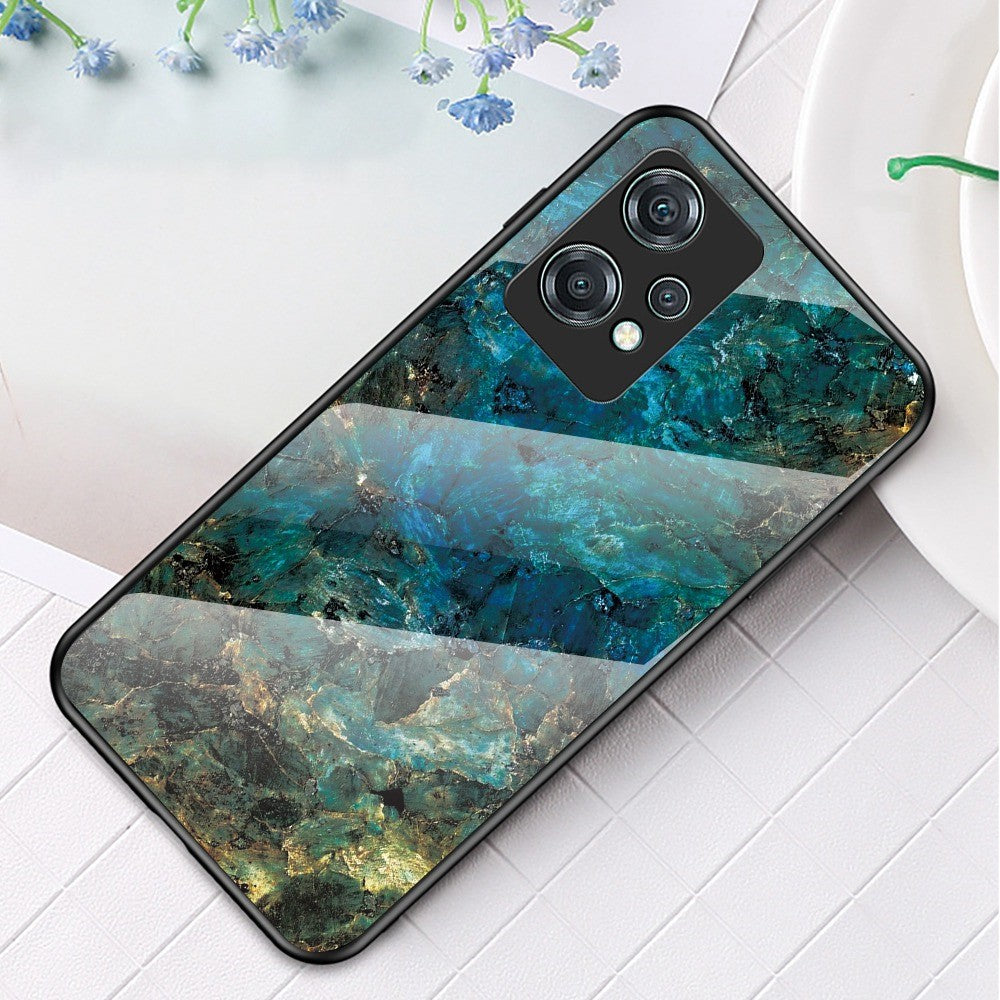 Til OnePlus Nord CE 2 Lite 5G Marmormønster Stødsikkert Hærdet Glas + PC-bagside TPU Ramme Hybrid Beskyttelsescover