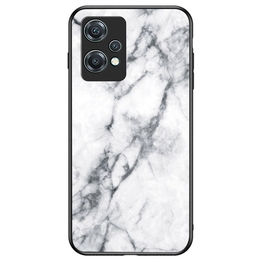 Til OnePlus Nord CE 2 Lite 5G Marmormønster Stødsikkert Hærdet Glas + PC-bagside TPU Ramme Hybrid Beskyttelsescover