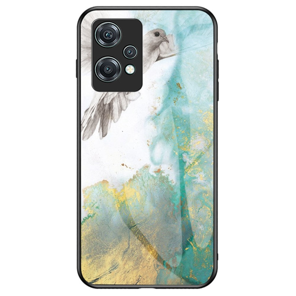 Til OnePlus Nord CE 2 Lite 5G Marmormønster Stødsikkert Hærdet Glas + PC-bagside TPU Ramme Hybrid Beskyttelsescover