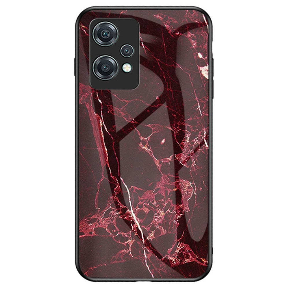 Til OnePlus Nord CE 2 Lite 5G Marmormønster Stødsikkert Hærdet Glas + PC-bagside TPU Ramme Hybrid Beskyttelsescover