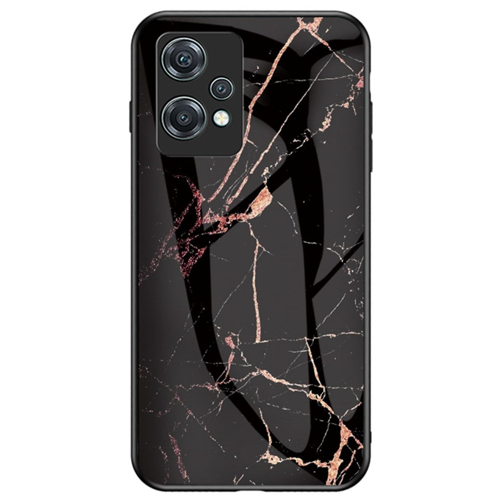 Til OnePlus Nord CE 2 Lite 5G Marmormønster Stødsikkert Hærdet Glas + PC-bagside TPU Ramme Hybrid Beskyttelsescover