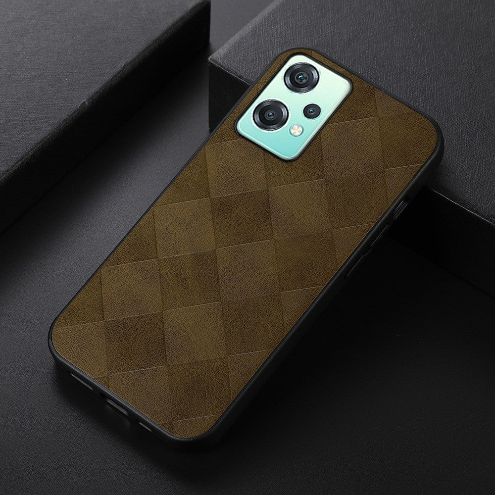 Stötsäkert mobilskal till OnePlus Nord CE 2 Lite 5G Grid Texture Fallsäkert PU-läderbelagt TPU + PC-skal