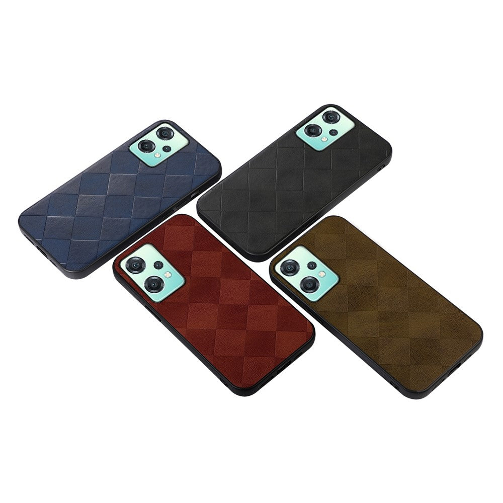 Stötsäkert mobilskal till OnePlus Nord CE 2 Lite 5G Grid Texture Fallsäkert PU-läderbelagt TPU + PC-skal