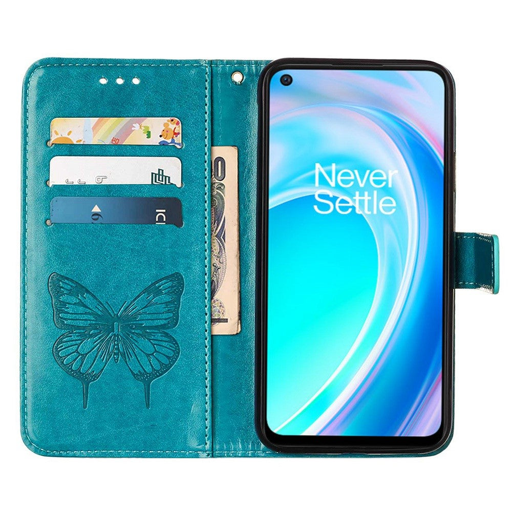 OnePlus Nord CE 2 Lite 5G Plånboksfodral med handledsrem Läderfodral med fjärilstryck