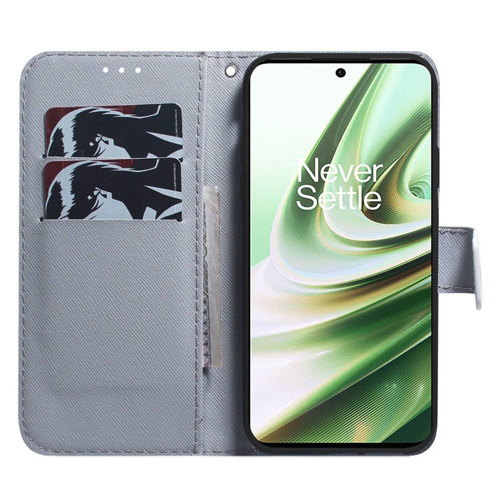 For OnePlus Nord CE 2 Lite 5G PU Leather Book Case Anti-drop Pattern Printing Wallet Stand Magnetic Cover with Strap