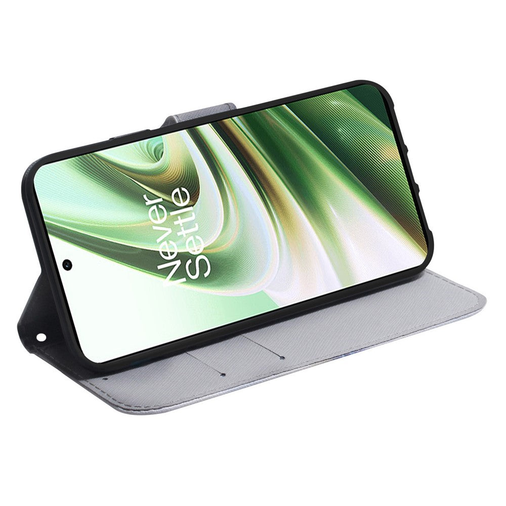 For OnePlus Nord CE 2 Lite 5G PU Leather Book Case Anti-drop Pattern Printing Wallet Stand Magnetic Cover with Strap