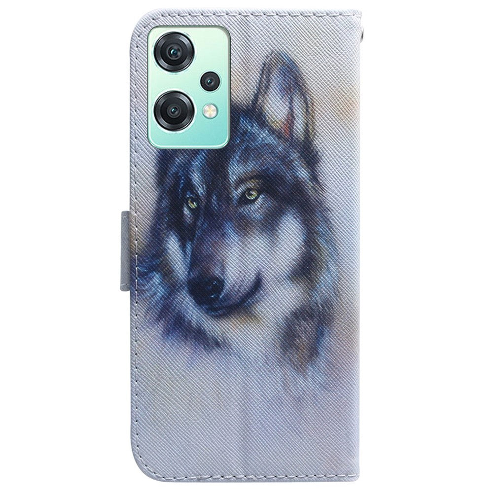 For OnePlus Nord CE 2 Lite 5G PU Leather Book Case Anti-drop Pattern Printing Wallet Stand Magnetic Cover with Strap