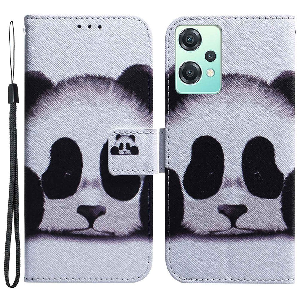 For OnePlus Nord CE 2 Lite 5G PU Leather Book Case Anti-drop Pattern Printing Wallet Stand Magnetic Cover with Strap