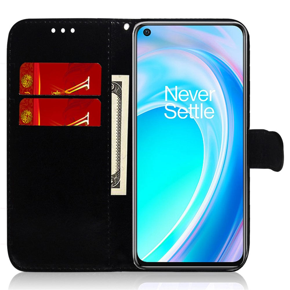 OnePlus Nord CE 2 Lite 5G Bländande Blommönster mobilskal Stoppsäkert PU-läder Stativ Plånboksfodral