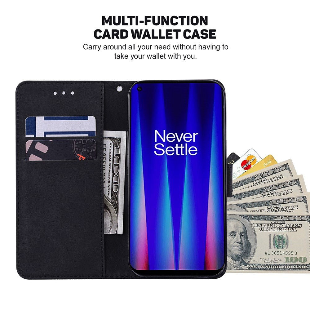 Geometry Pattern Imprinted Phone Case for OnePlus Nord 2T 5G, PU Leather TPU Stand Wallet All-round Protection Cover with Strap