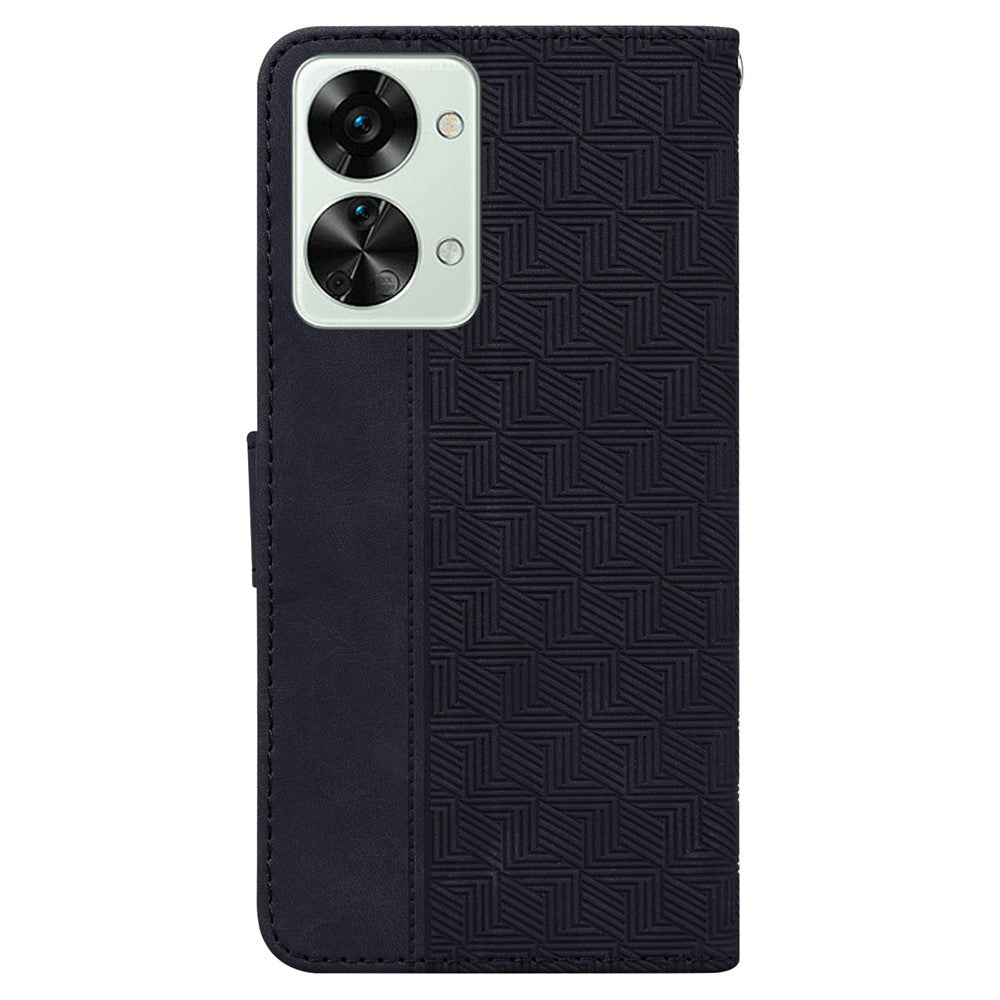 Geometry Pattern Imprinted Phone Case for OnePlus Nord 2T 5G, PU Leather TPU Stand Wallet All-round Protection Cover with Strap