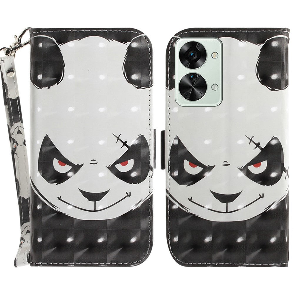 OnePlus Nord 2T 5G Stoppsäkert plånboksfodral 3D-mönstertryck PU-läder Handledsrem Stativfunktion Flipfodral