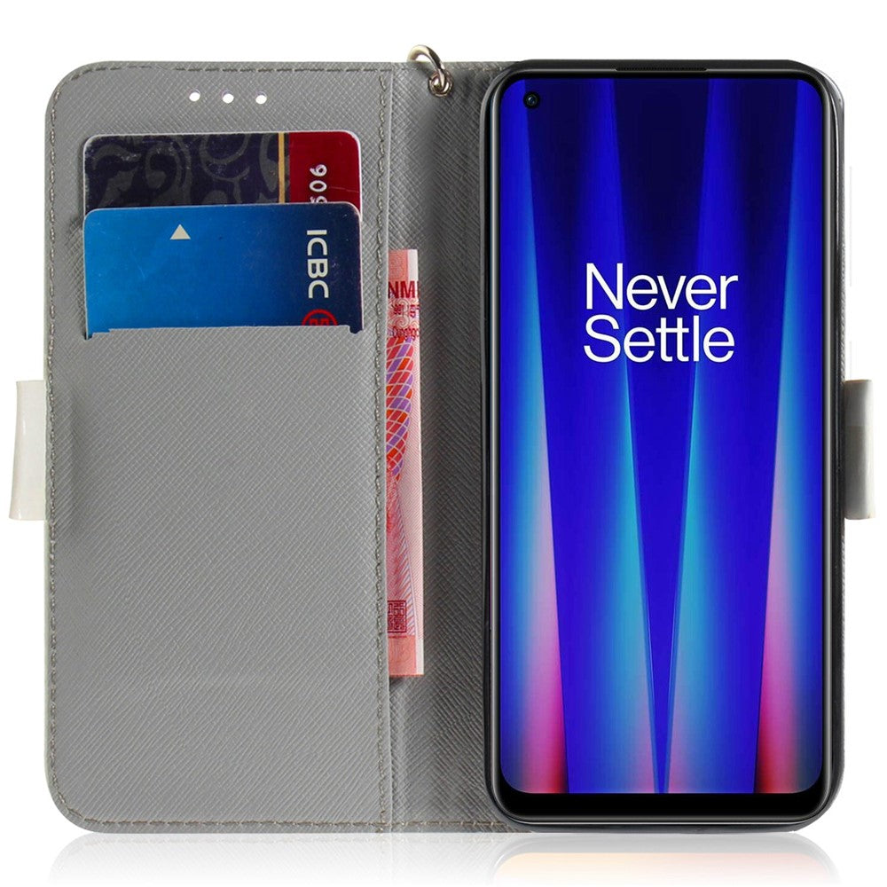 OnePlus Nord 2T 5G Stoppsäkert plånboksfodral 3D-mönstertryck PU-läder Handledsrem Stativfunktion Flipfodral