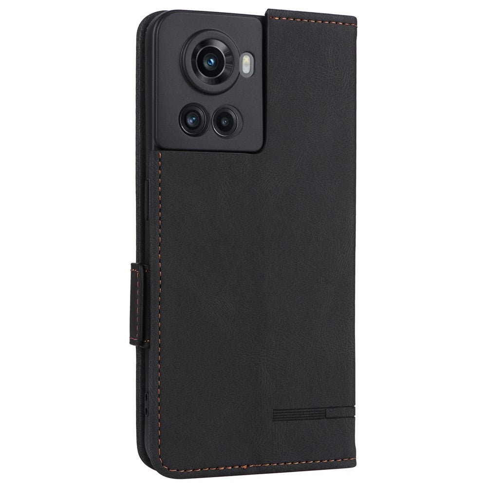 OnePlus 10R 5G/Ace 5G hårdvarudesign PU-läder plånboksfodral med stativ, vikbart skydd för mobilen