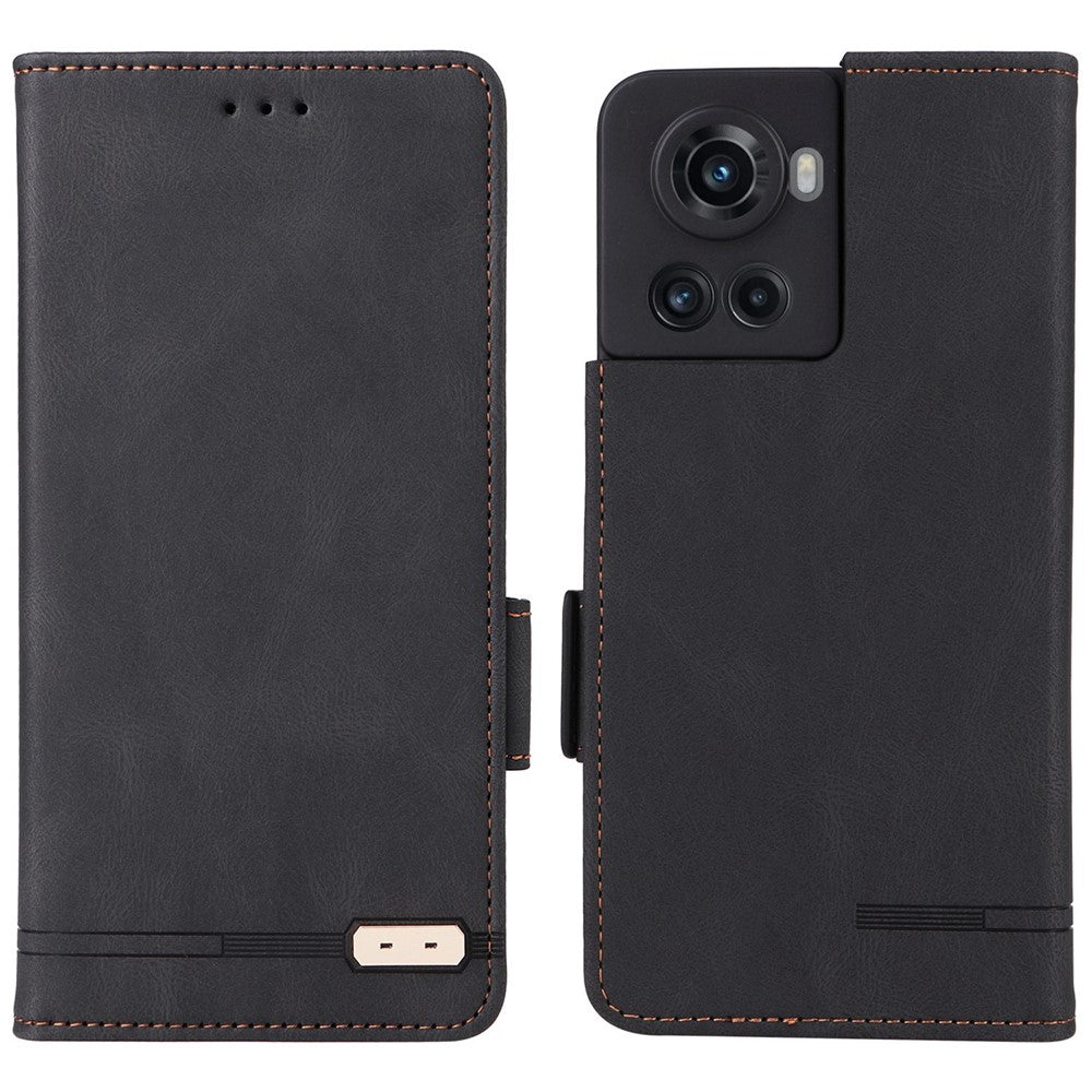 OnePlus 10R 5G/Ace 5G hårdvarudesign PU-läder plånboksfodral med stativ, vikbart skydd för mobilen