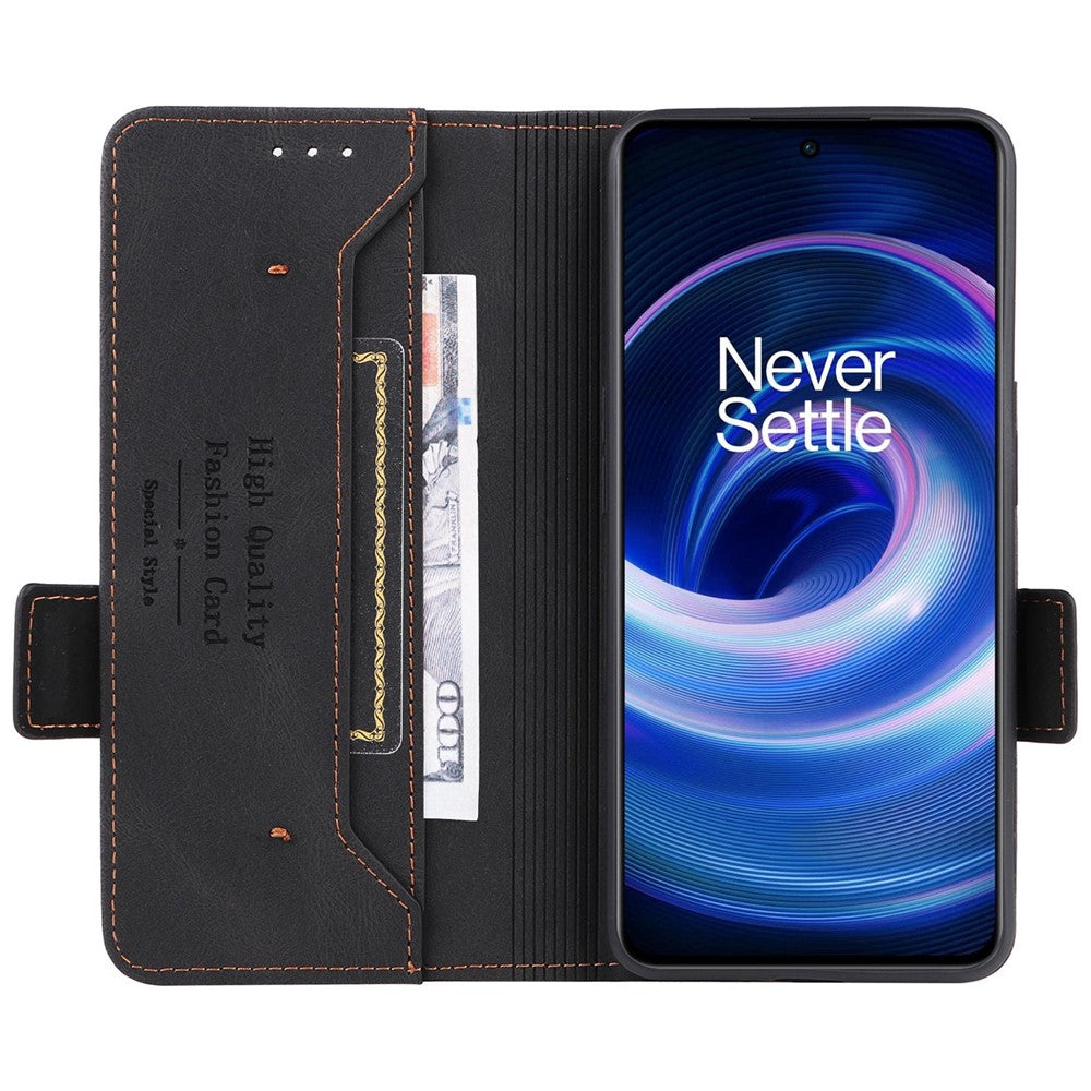 OnePlus 10R 5G/Ace 5G hårdvarudesign PU-läder plånboksfodral med stativ, vikbart skydd för mobilen