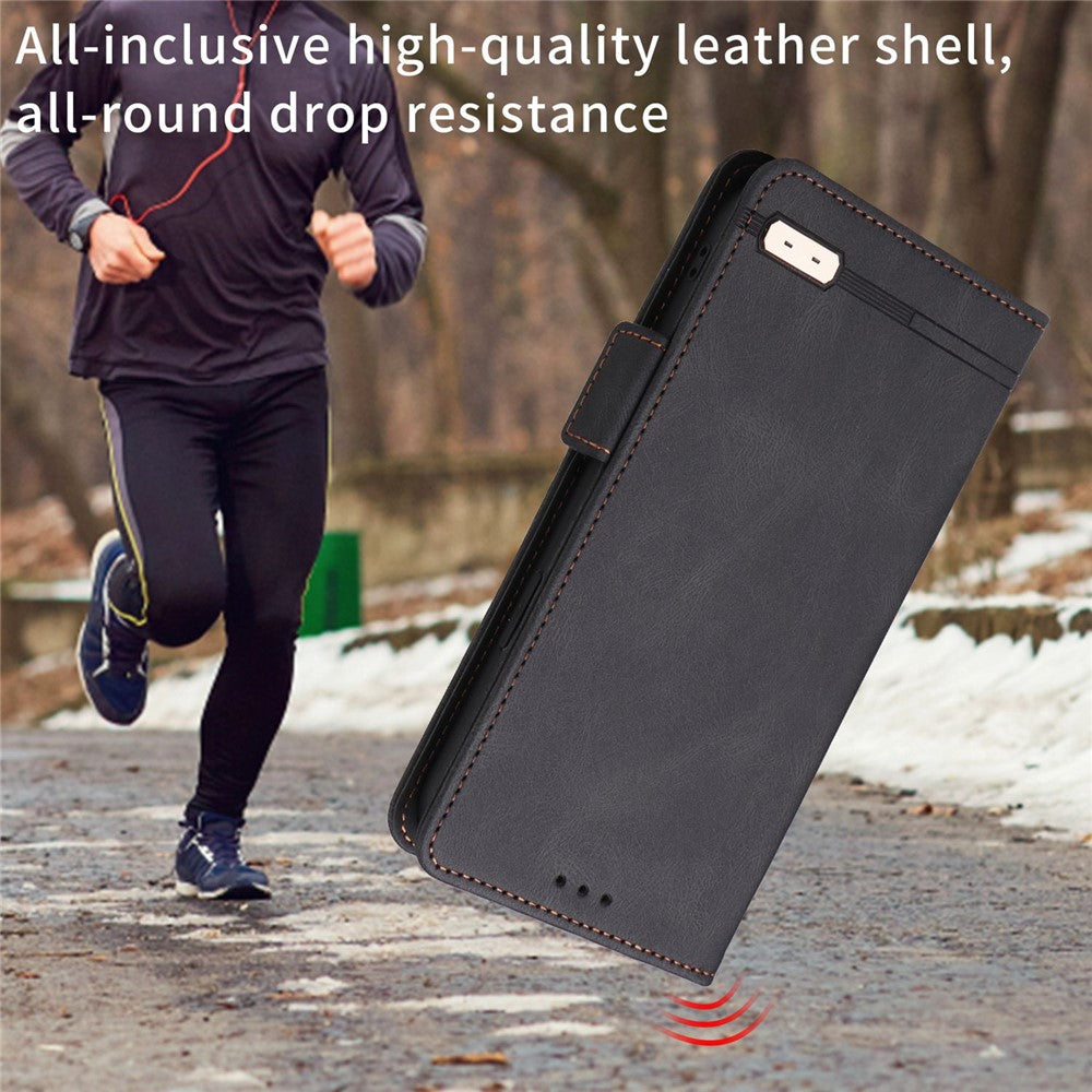 OnePlus 10R 5G/Ace 5G hårdvarudesign PU-läder plånboksfodral med stativ, vikbart skydd för mobilen