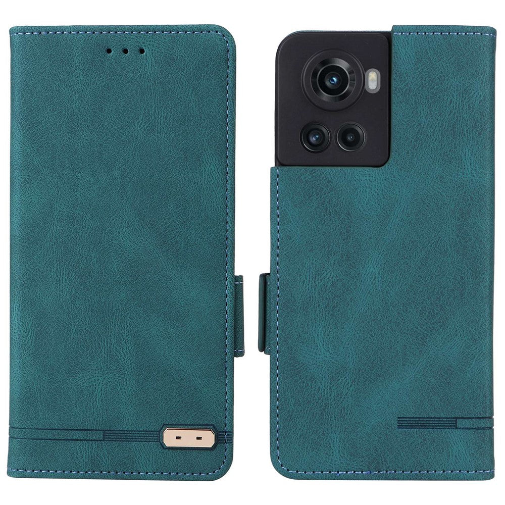 OnePlus 10R 5G/Ace 5G hårdvarudesign PU-läder plånboksfodral med stativ, vikbart skydd för mobilen