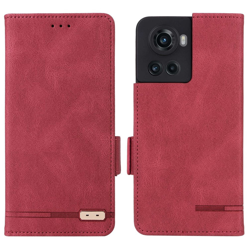 OnePlus 10R 5G/Ace 5G hårdvarudesign PU-läder plånboksfodral med stativ, vikbart skydd för mobilen