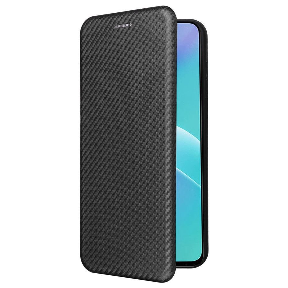 OnePlus Nord 2T 5G magnetisk selvhæftende slidbestandigt etui med kulfibertekstur, PU-læder, støttefod, kortholder og multifunktion