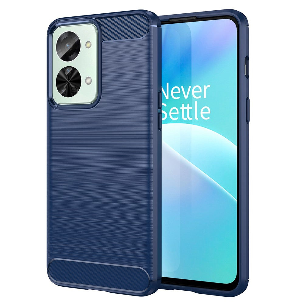 For OnePlus Nord 2T 5G Light Slim TPU Phone Case Carbon Fiber Texture Brushed Surface Shockproof Cover