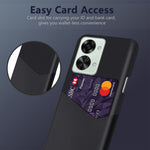 For OnePlus Nord 2T 5G Shockproof Protection Phone Case Cloth Texture PU Leather Coated PC Anti-scratch Cellphone Cover Card Holder