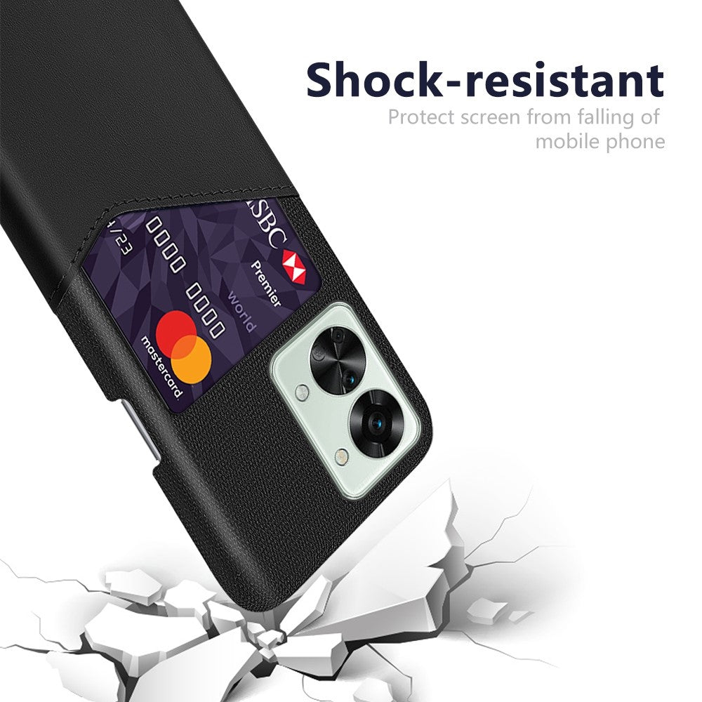 For OnePlus Nord 2T 5G Shockproof Protection Phone Case Cloth Texture PU Leather Coated PC Anti-scratch Cellphone Cover Card Holder