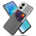 For OnePlus Nord 2T 5G Shockproof Protection Phone Case Cloth Texture PU Leather Coated PC Anti-scratch Cellphone Cover Card Holder
