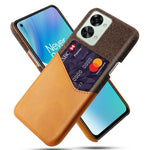 For OnePlus Nord 2T 5G Shockproof Protection Phone Case Cloth Texture PU Leather Coated PC Anti-scratch Cellphone Cover Card Holder