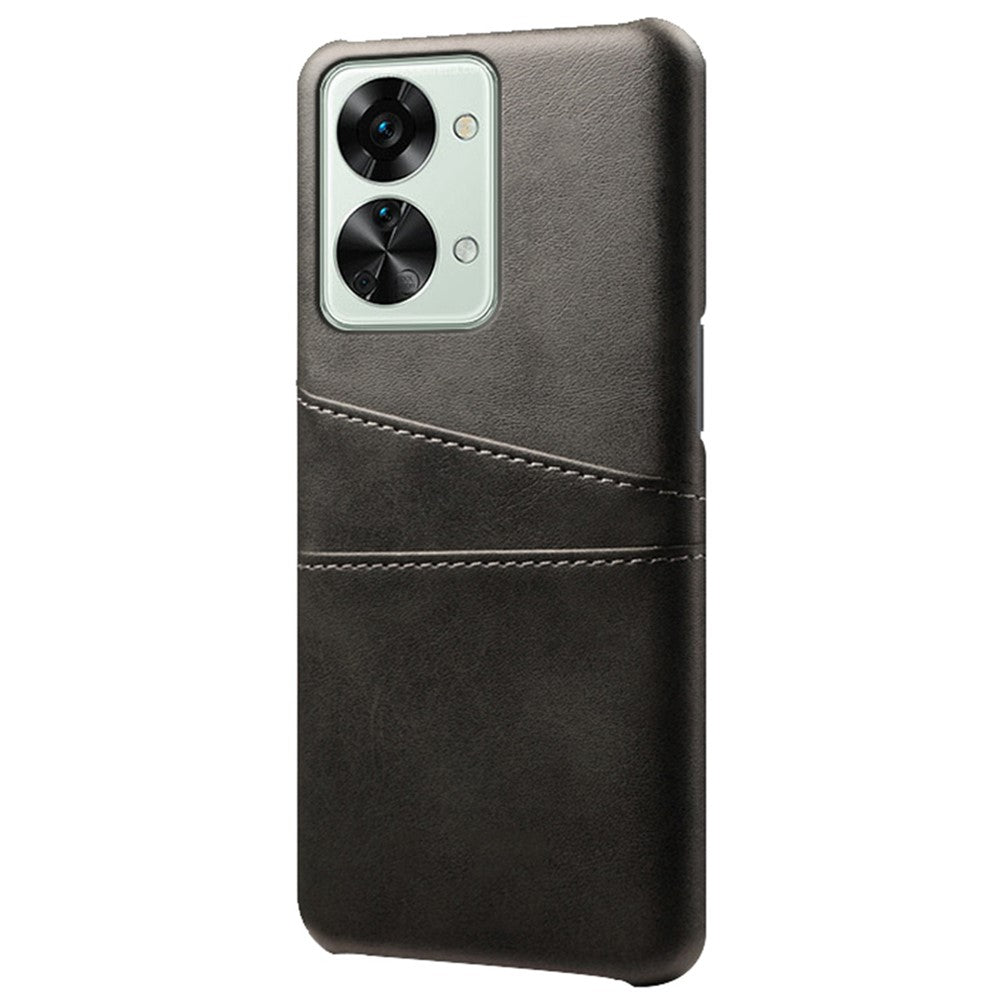 OnePlus Nord 2T 5G-faldsikkert mobilcover med dobbelte kortslots, PU-læderbelagt hårdt PC-stødabsorberende bagcover