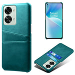 OnePlus Nord 2T 5G-faldsikkert mobilcover med dobbelte kortslots, PU-læderbelagt hårdt PC-stødabsorberende bagcover