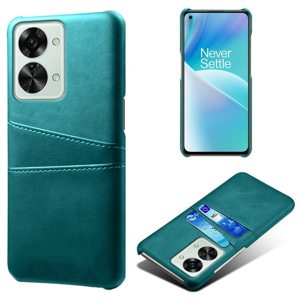 OnePlus Nord 2T 5G-faldsikkert mobilcover med dobbelte kortslots, PU-læderbelagt hårdt PC-stødabsorberende bagcover