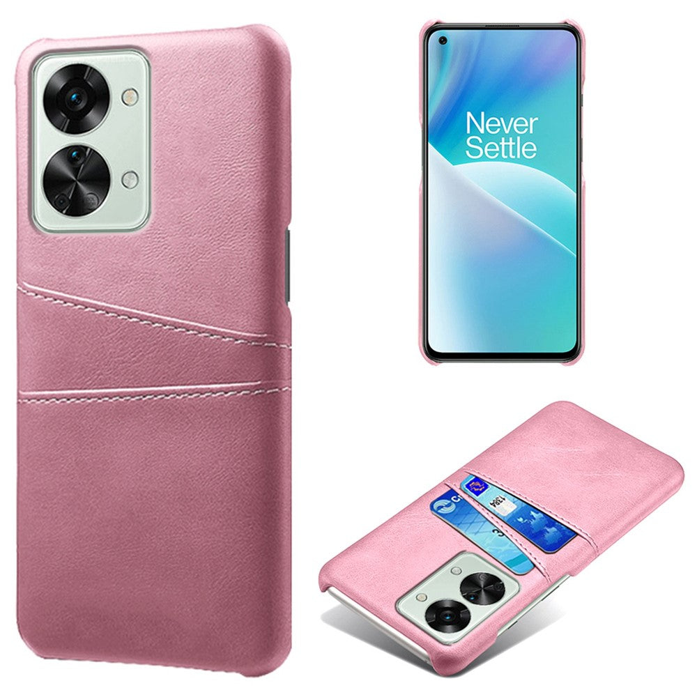OnePlus Nord 2T 5G-faldsikkert mobilcover med dobbelte kortslots, PU-læderbelagt hårdt PC-stødabsorberende bagcover