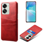 OnePlus Nord 2T 5G-faldsikkert mobilcover med dobbelte kortslots, PU-læderbelagt hårdt PC-stødabsorberende bagcover