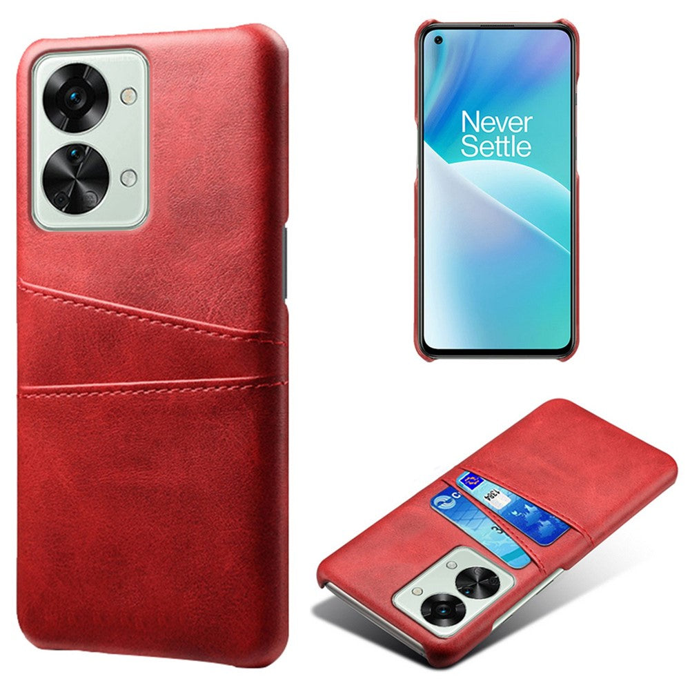 OnePlus Nord 2T 5G-faldsikkert mobilcover med dobbelte kortslots, PU-læderbelagt hårdt PC-stødabsorberende bagcover