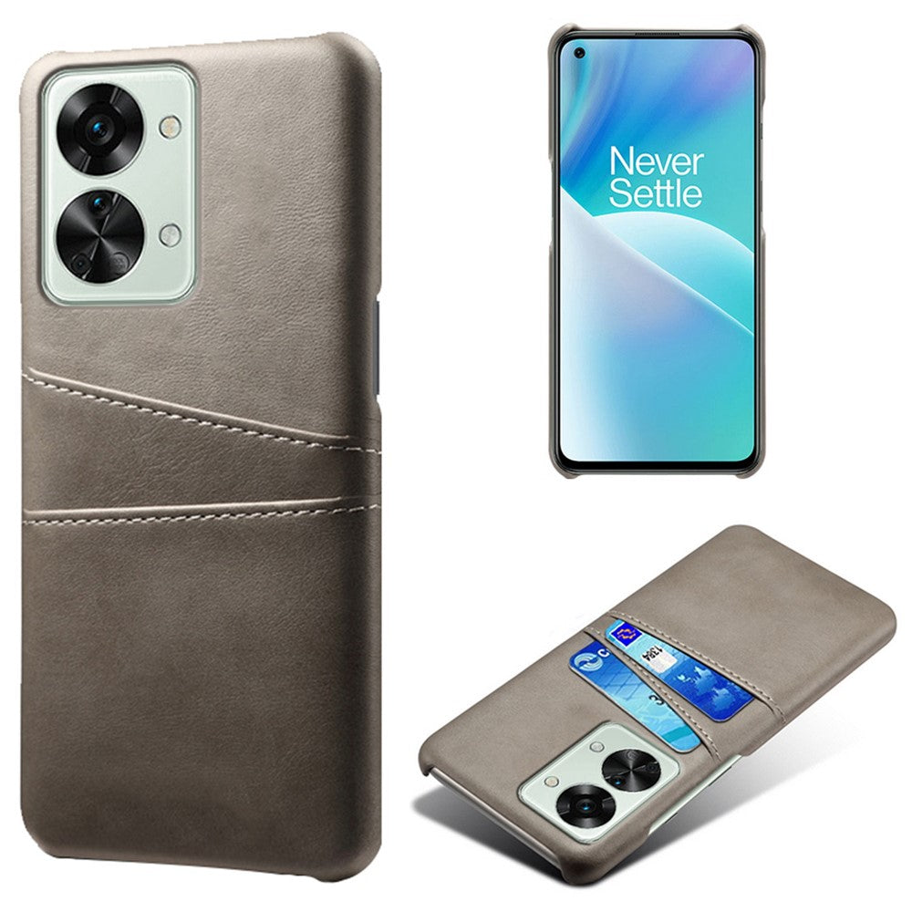 OnePlus Nord 2T 5G-faldsikkert mobilcover med dobbelte kortslots, PU-læderbelagt hårdt PC-stødabsorberende bagcover