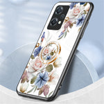 OnePlus Nord CE 2 Lite 5G Precisionsutskuret Blommönster Tryck mobilskal TPU + PC + Härdat Glas Hybrid Skal med Stativ