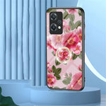 OnePlus Nord CE 2 Lite 5G Precisionsutskuret Blommönster Tryck mobilskal TPU + PC + Härdat Glas Hybrid Skal med Stativ