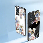 OnePlus Nord CE 2 Lite 5G Precisionsutskuret Blommönster Tryck mobilskal TPU + PC + Härdat Glas Hybrid Skal med Stativ