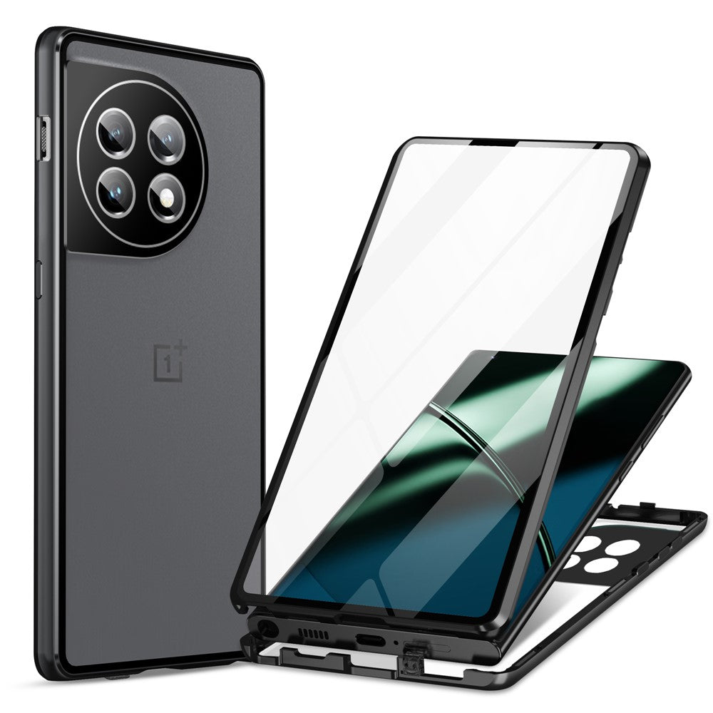 Metal Frame Case for OnePlus 11 5G Tempered Glass Phone Case Full Protection with Lock