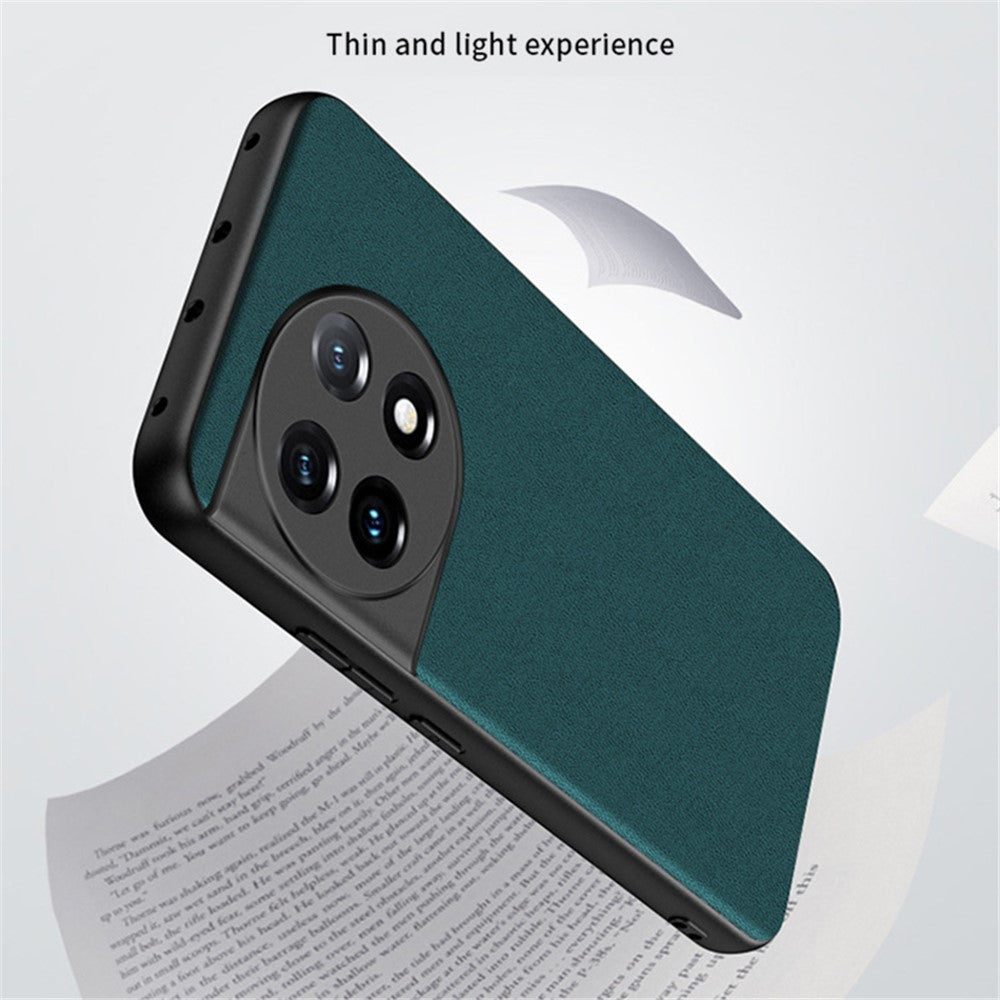 For OnePlus 11 5G Drop-proof Back Cover Ultra-thin PU Leather Coated PC Phone Case