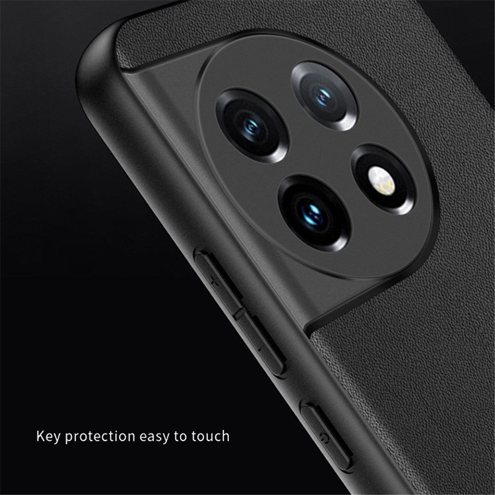 For OnePlus 11 5G Drop-proof Back Cover Ultra-thin PU Leather Coated PC Phone Case