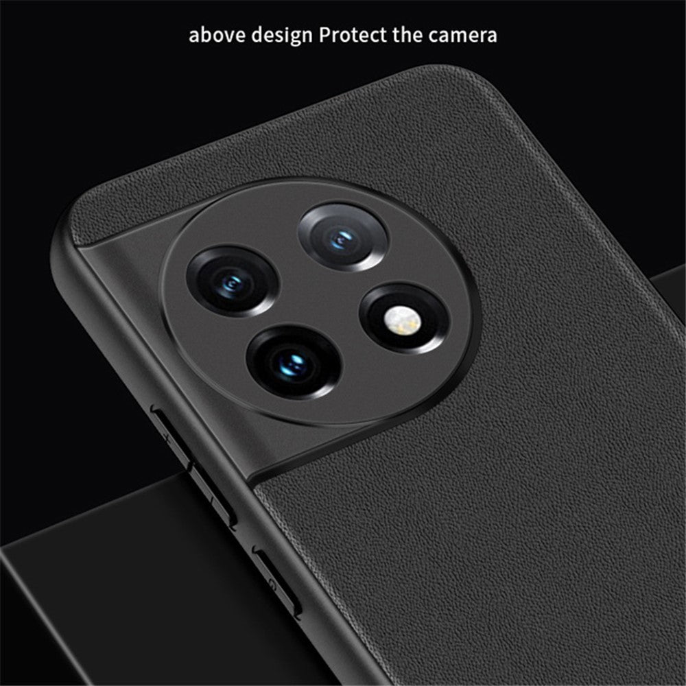 For OnePlus 11 5G Drop-proof Back Cover Ultra-thin PU Leather Coated PC Phone Case