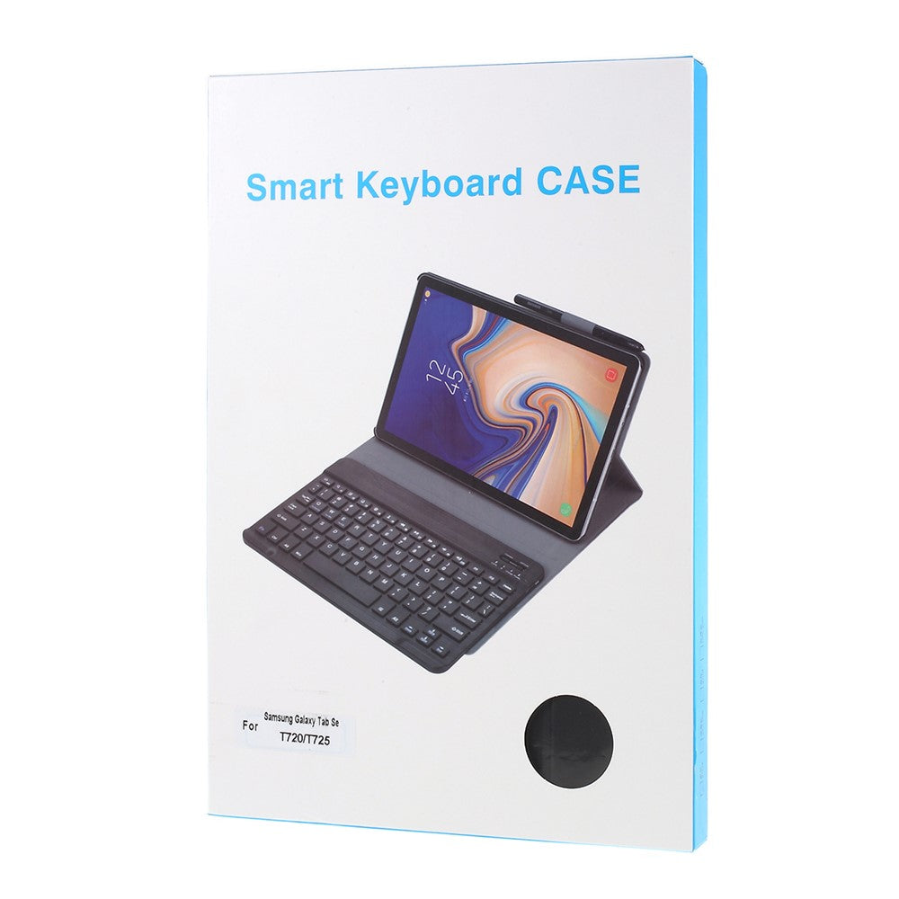 Aftageligt smart Bluetooth-kompatibelt tastatur og læderstativetui til Samsung Galaxy Tab S5e SM-T720 / SM-T725