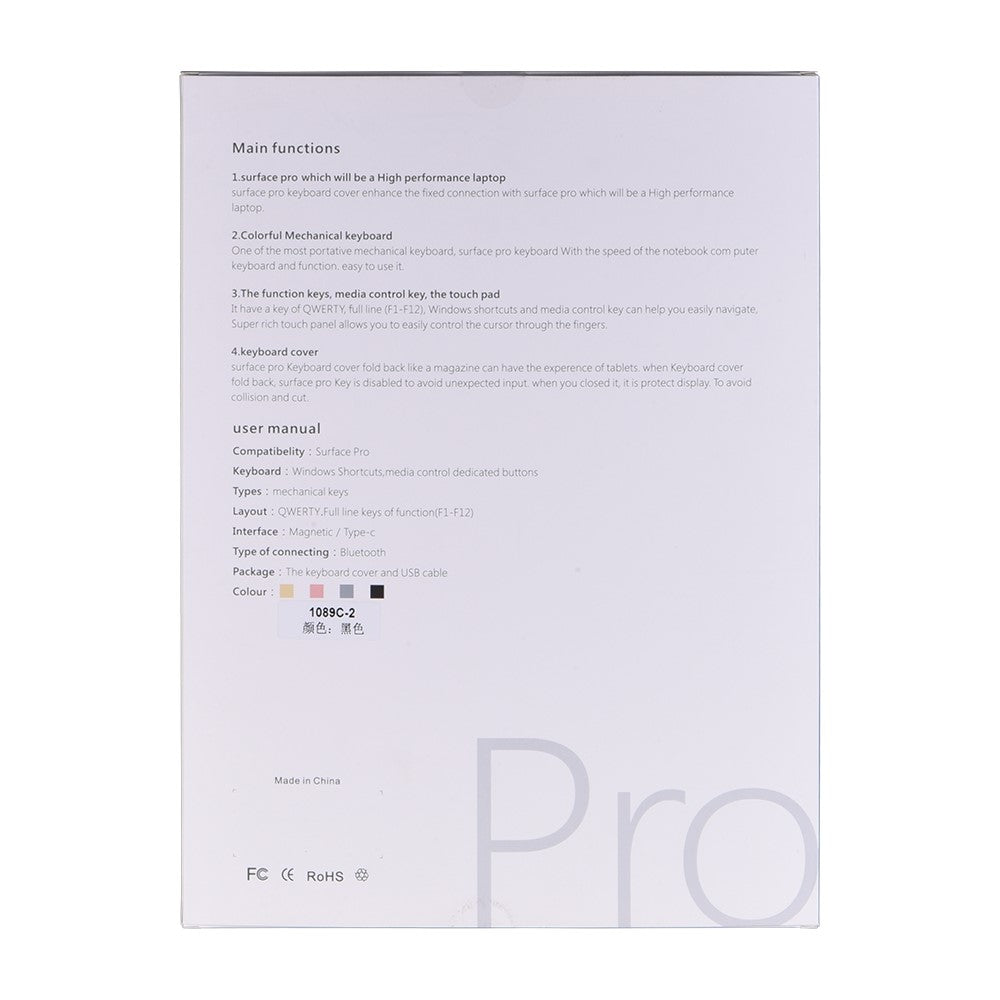 SF-1089D Microfiber Leather Magnetic Wireless Bluetooth-compatible Keyboard for Microsoft Surface Pro 6/5/4/3