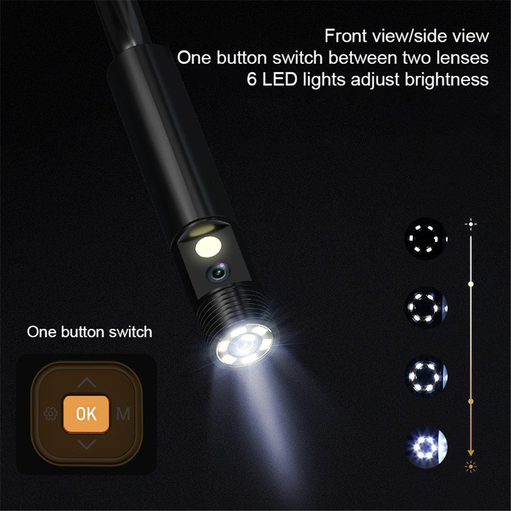INSKAM113 8mm Industrial Endoscope 1080P Dual Lens HD Digital Borescope Camera 4.3-inch Display Screen with 1M Semi-Rigid Cable