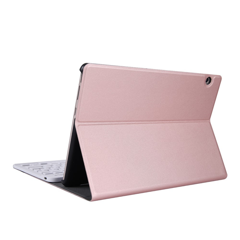 A0T5 Aftageligt Bluetooth-kompatibelt tastatur til tablet med læderetui til Huawei Honor Pad 5 10.1 / Mediapad T5 10.1