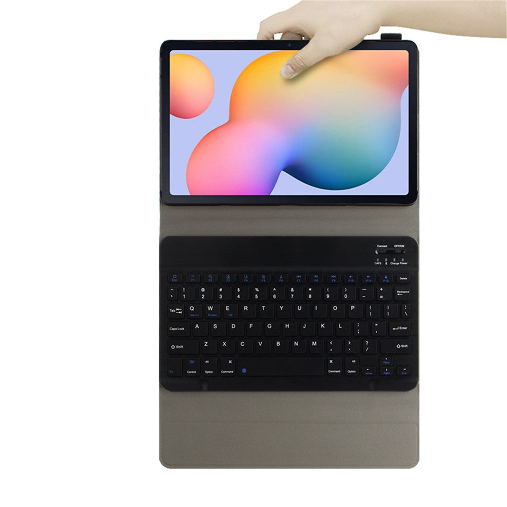 For Samsung Galaxy Tab S10 FE / S9 FE / S9 / S8 / S7 Leather Case with Detachable Magnetic Wireless Keyboard (Without Touchpad)
