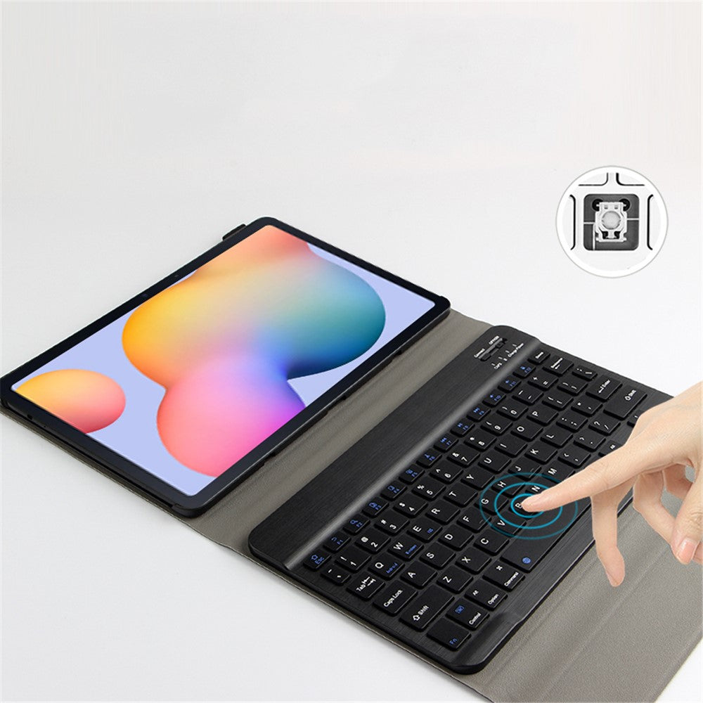 For Samsung Galaxy Tab S10 FE / S9 FE / S9 / S8 / S7 Leather Case with Detachable Magnetic Wireless Keyboard (Without Touchpad)