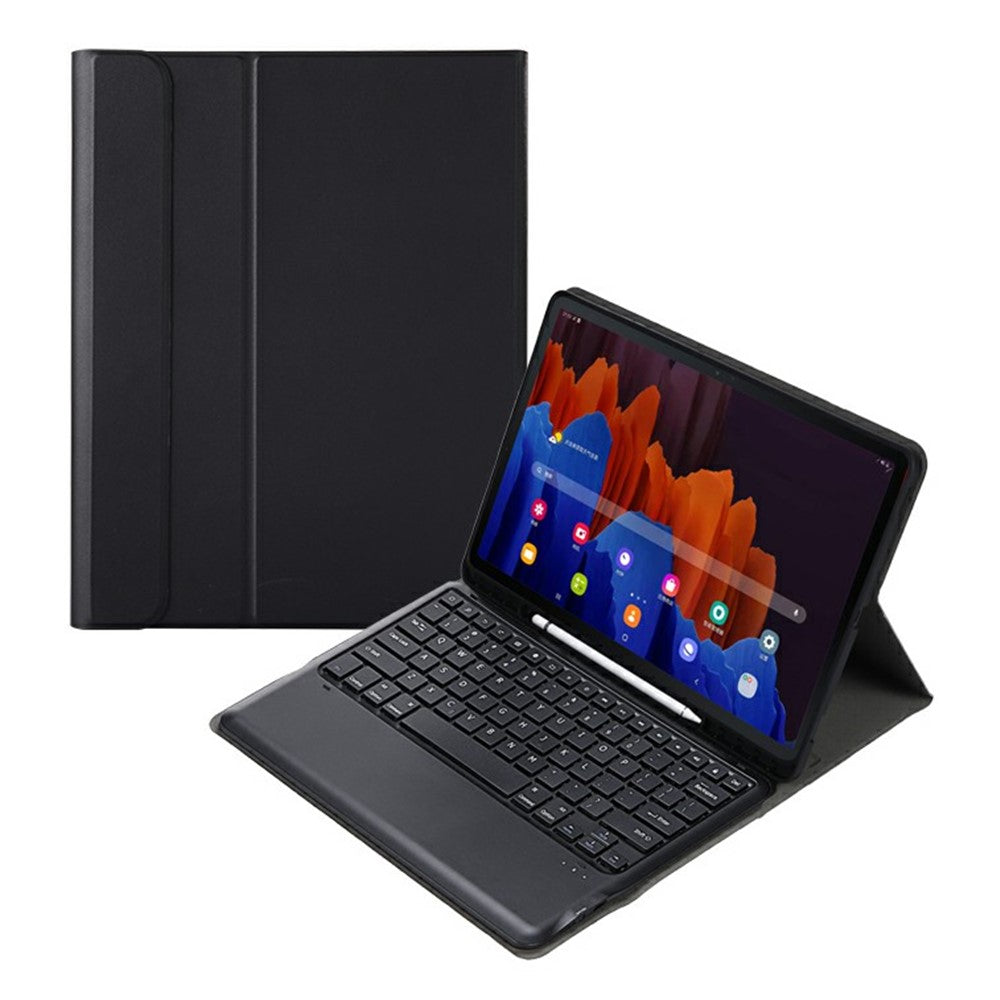 A970B Läderfodral Bluetooth-kompatibelt tangentbord med inbyggd pennplats för Samsung Galaxy Tab S8+ / S7 FE T730 T736 / S7+ 12,4 tum (T970 / T975 2020)